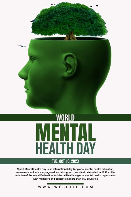 Customize this design with your video, photos and text. Easy to use online tools with thousands of stock photos, clipart and effects. Free downloads, great for printing and sharing online. Poster. Tags: mental health day template, world mental health day flyer, world mental health day graphic, world mental health day poster, custom posters, free poster templates, poster design, poster template free, poster templates, Event Flyers, Health , Mental Health Health Day Poster, Mental Health Ribbon, Health Awareness Poster, Global Mental Health, Mental Health Campaigns, Foot Reflexology Massage, Metal Health, Mental Health Poster, Mental Health Month