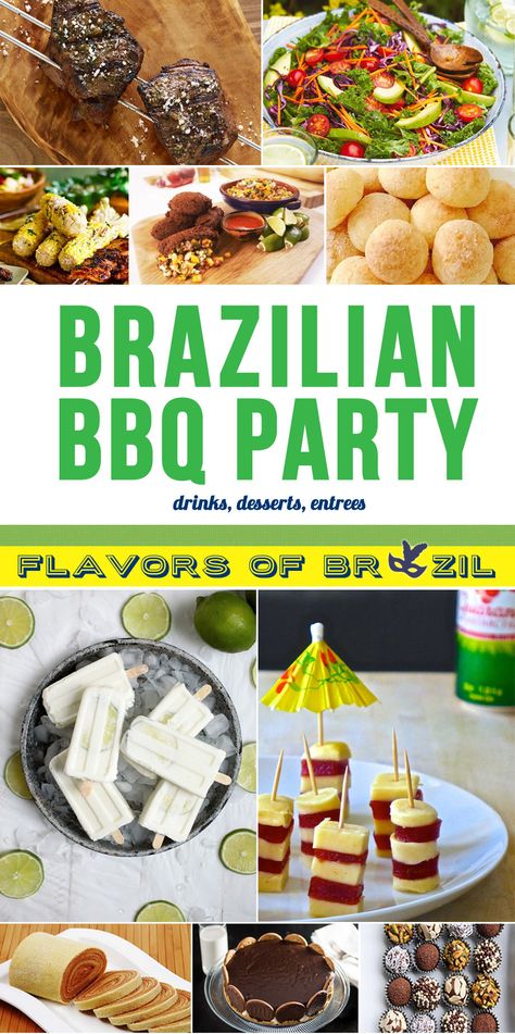 Celebrate the Summer Olympics in Rio with a Brazilian BBQ Party! #summerolympics Brazilian Dinner, Summer Bbq Menu, Brazil Party, Bbq Dinner Party, Rio Party, Brazilian Bbq, Dinner Party Ideas, Brazilian Dishes, Bbq Menu