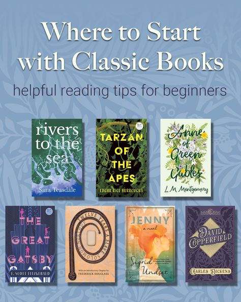 Classic Books List, Classics To Read, Best Classic Books, Sara Teasdale, Lm Montgomery, Reading For Beginners, Reading Tips, Frederick Douglass, Reading Challenge