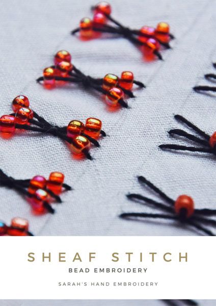 Sheaf Stitch Embroidery Motif, Sheaf Stitch Embroidery Design, Simple Beaded Embroidery On Fabric, How To Sew Sequins By Hand, Sequin Pattern Embroidery, Easy Sequin Embroidery, How To Embroider Beads, Cut Beads Embroidery, How To Bead Embroidery