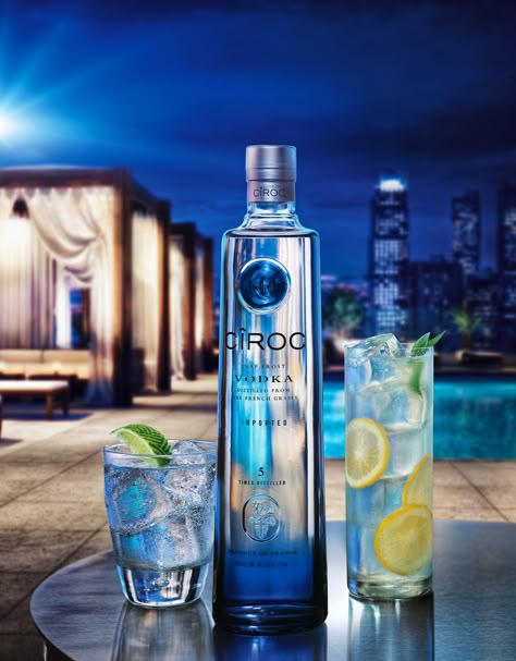 Ciroc Drinks, Liquor Photography, Best Vodka Brands, French Cognac, Ciroc Vodka, Bottle Photography, Vodka Brands, Poster Layout, Product Shots