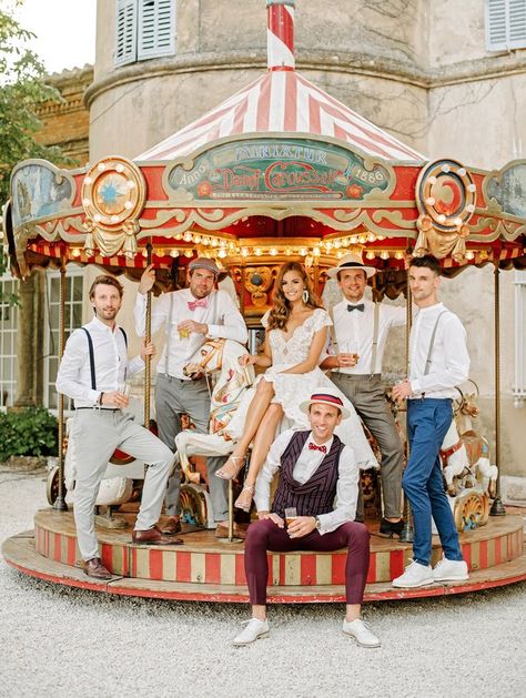 lara kjell circus party guys carousel Funfair Wedding, Circus Wedding Theme, Waffle Bites, University Friends, Carnival Wedding Theme, Cirque Vintage, Wedding Food Ideas, Summer Wedding Venues, Circus Vintage