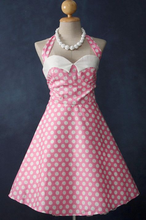 1950 Dresses, Mode Rockabilly, Cutest Clothes, Good Old Times, Halter Neck Dress, Dress Retro, Barbie Vintage, Handmade Dress, Rockabilly Dress