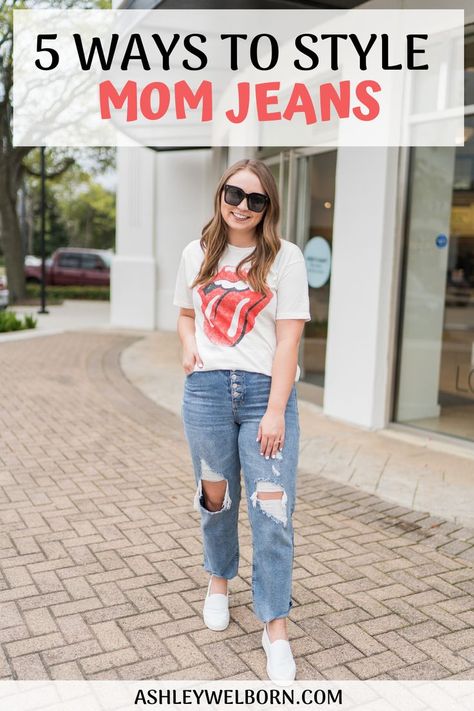 Now that I have found the perfect mom jeans, I have been loving finding so many ways to style them #jeans #jeanstyle #momjeans #momjeanstyle #momjeansstyle #targetstyle #affordablefashion #targetjeans #howtowear #howtostyle / Styling Mom Jeans / Mom Jeans / Ways to Wear / How To Style / Ways To Wear Mom Jeans / Ways to Style Mom Jeans / Mom Jean Style Mom Jeans With T Shirt, Mom Jeans Outfit Fall High Waist, Mom Jeans And Sweatshirt, Mom Jeans Mid Size Outfit, How To Cuff Mom Jeans, Mid Size Mom Jeans Outfit, Ripped Mom Jeans Outfits Fall, How To Style Mom Jeans Summer, How To Style Mom Jeans High Waist