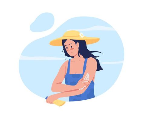 Girl applying sunscreen lotion on arms 2... | Premium Vector #Freepik #vector #woman #girl #cartoon #flat Wax Business, Flora Vector, Applying Sunscreen, Mysterious Skin, Flat Character, Creative Pictures, Sunscreen Lotion, Cartoon Background, Illustration Character Design