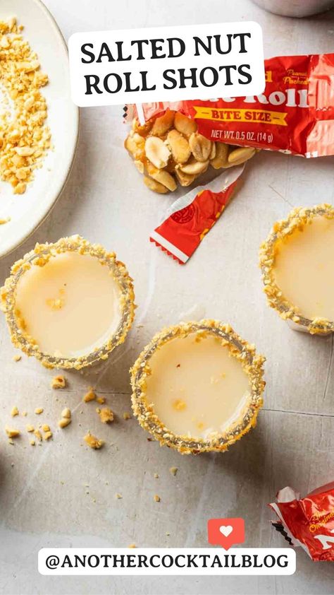 Salted Nut Roll Shot Recipe, Peanut Butter Whiskey Shots, Peanut Butter Whiskey Pudding Shots, Butterscotch Schnapps Shots, Salted Nut Roll Shot, Peanut Butter Whiskey Cocktails, Salted Nut Roll, Salted Nut Rolls, Peanut Butter Whiskey