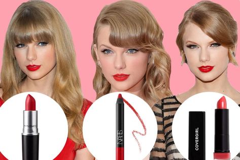 While her songwriting skills and sprawling real estate portfolio might be out of reach for most, her favorite crimson lip colors are just a click away. Taylor Red Lipstick, Red Lipstick Taylor Swift, Officially Francesca, Taylor Swift Lipstick, Taylor Swift Red Lip, Taylor Swift Red Lips, Nars Dragon Girl, Taylor Swift Red Lipstick, Red Lipstick Swatches