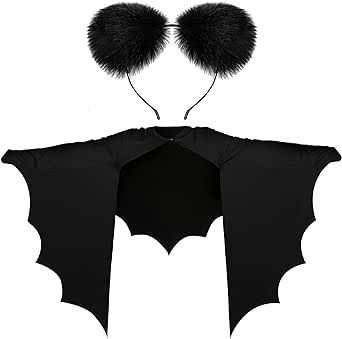 2 Pcs Halloween Bat Costume Accessories Black Bat Sleeve Wings Bat Shrug and Plush Bat Ear Headband for Halloween Dress Up Womens Bat Costume, Halloween Bat Costume, Kiss Costume, Bat Costume, Matching Halloween, Cute Bat, Wings Costume, Halloween Costume Accessories, Halloween Bat