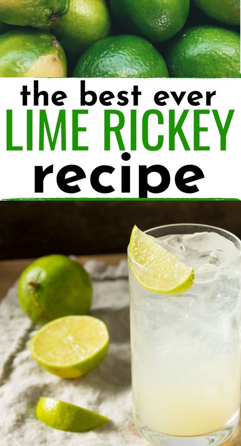 Lime Ricky Alcohol, Lime Sour Mix Recipe, Gin Rickey Cocktail, Bourbon Rickey, Lime Gin Cocktail, Lime Drinks Cocktails, Cocktails With Lime, Lime Rickey Recipe, Raspberry Lime Rickey