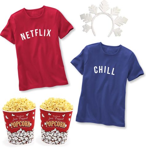 Netflix and Chill Halloween costume Netflix And Chill Costumes, Caitlin Covington, Southern Curls And Pearls, Last Minute Halloween Costumes, School School, Netflix And Chill, Halloween Costume Ideas, Party Night, Costume Ideas