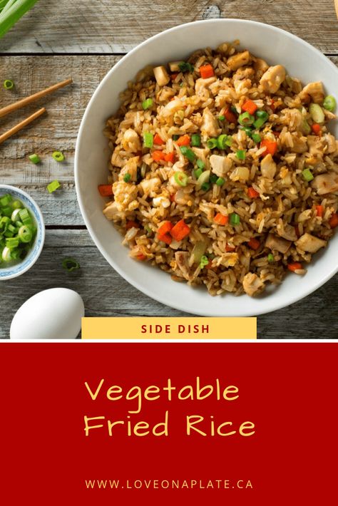 Chinese Vegetable fried rice with a twist. Leftover cooked rice, fresh or frozen vegetables and soy sauce get kicked up with the addition of Hoisin Sauce. Meal Prep and Budget friendly this easily adaptable Fried Rice recipe can be used as a weeknight side dish or add your favourite meat and turn it into the main course. #weeknightmeals #mealplanning #mealprep #friedrice #hoisinsauce #hoisinfriedrice #lefotvers #makeahead #budgetmeals #vegetarian Plate Recipes, Making Fried Rice, Chinese Vegetables, Vegetable Fried Rice, Vegetable Rice, Cooked Rice, Fried Vegetables, Fried Rice Recipe, Frozen Vegetables