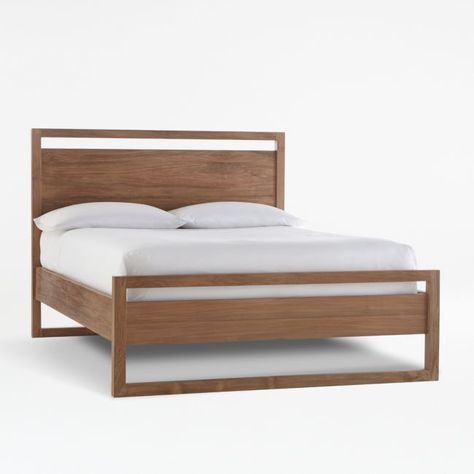 Queen Wood Bed, Black Queen Bed, Bed Crate, White Queen Bed, Platform Bed Designs, Seasonal Changes, Oak Beds, Natural Teak Wood, Crate Barrel