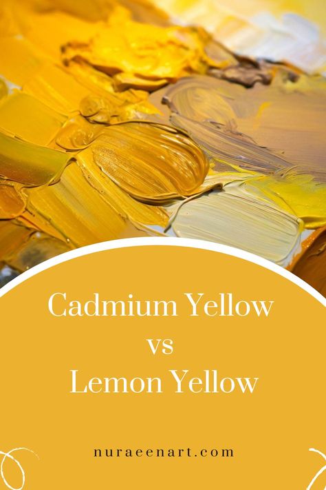 comparison between cadmium yellow and lemon yellow color Cadmium Yellow, Color Mixing Chart, Mixing Colors, Inspiration Logo, How To Mix, Painting Art Lesson, Yellow Art, Art Lesson, Lemon Yellow