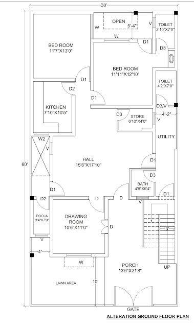 7 Marla House Design, 40x60 House Plans, 10 Marla House Plan, 30x50 House Plans, 20x30 House Plans, Budget House Plans, 30x40 House Plans, 2bhk House Plan, Indian House Plans