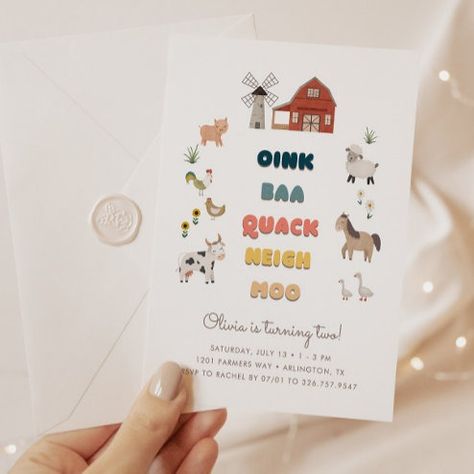 Duck Birthday Invitations & Invitation Templates | Zazzle Moo Turning Two, Farm Birthday Invite, Moo Two Birthday Party, Second Birthday Farm Theme, Two Year Old Farm Birthday, 2nd Birthday Party Ideas For Boys, Simple Second Birthday, 2nd Birthday Farm Theme, Two Year Old Birthday Party Boy Themes