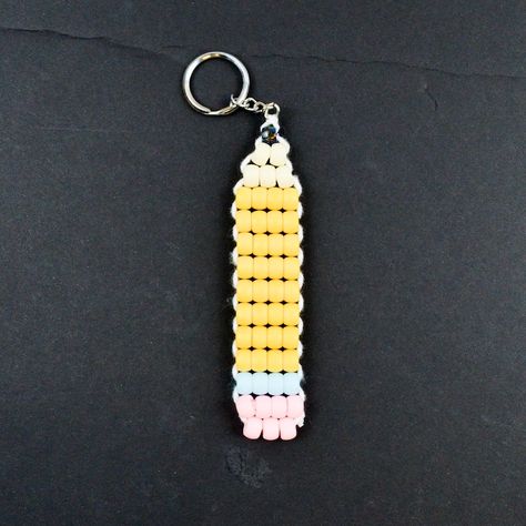 Pencil Bead Buddy Pony Bead Keychain Kit - Etsy Pony Bead Crafts Keychains Easy, Bead Keychain Patterns, Beaded Keychains Patterns, Kandi Jewelry, Pony Bead Jewelry, Pony Bead Animals, Paperclip Crafts, Crafts 2024, Tab Crafts