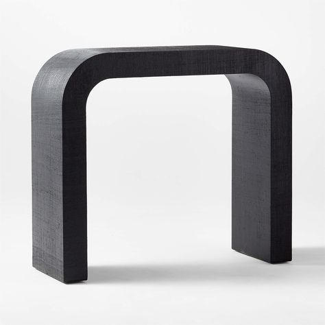 Horseshoe 36" Black Lacquered Linen Console Table + Reviews | CB2 Modern Console Table Entryway, Black Metal Console Table, Black Metal Console, Acrylic Console Table, Acrylic Bench, Marble Console Table, Oak Console Table, Metal Console Table, Metal Console