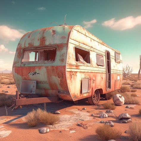 "Forgotten Journeys: The Haunting Beauty of an Abandoned and Weathered Travel Trailer Caravan" Abandoned Trailer, Trailer Caravan, Haunting Beauty, The Haunting, American Cars, Travel Trailers, Travel Trailer, Caravan, Trailer