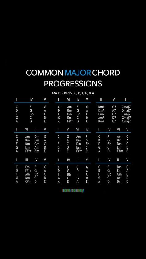 Common Chord Progressions, Build Your Own Guitar, Guitar Chord Progressions, Guitar Exercises, Music Theory Guitar, Chord Progressions, Reference Chart, Music Equipment, Guitar Amps