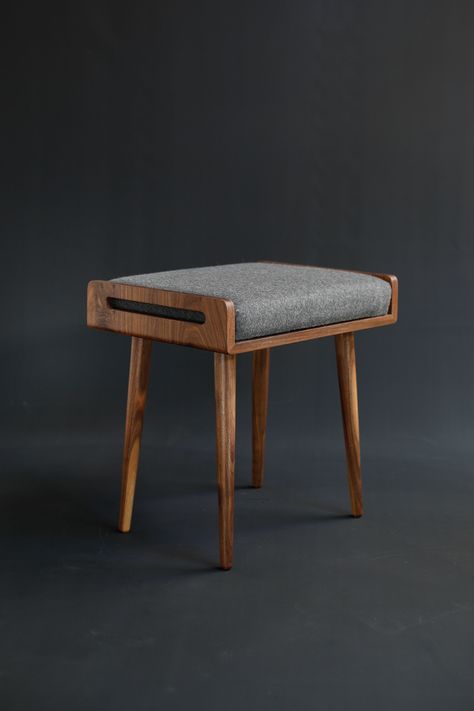 KENJI bench / Stool / Ottoman in Walnut on Behance Scandinavian Stool, Walnut Board, Kursi Bar, Wooden Stool, Bench Stool, Wooden Bench, Wood Bench, High Quality Furniture, Solid Wood Furniture