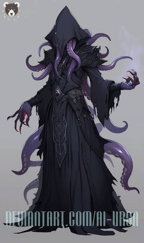 Eldritch Horror Humanoid, Female Illithid, Eldritch Abomination Humanoid, Eldritch Woman, Eldritch Horror Character Design, Eldritch Horror Dti, Corrupted Monster, Mindflayer Art, Mindflayer Dnd