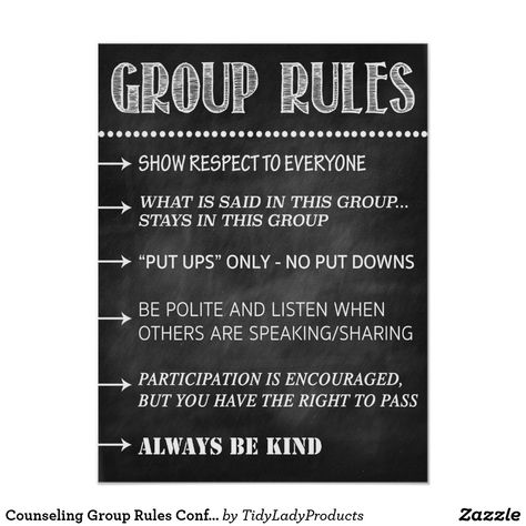 Group Rules For Adults, Caregiver Support Group Activities, Confidentiality Poster, Group Quotes, School Therapist, Social Work Offices, Social Workers Office, Counseling Posters, Retreat Activities