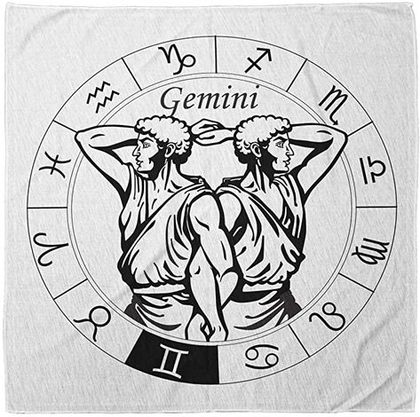 Amazon.com: Ambesonne Zodiac Gemini Bandana, Male Greek Twins, Unisex Head and Neck Tie : Clothing, Shoes & Jewelry Gemini Male, Gemini Drawing, Gemini Twins, Gemini Art, Zodiac Gemini, Zodiac Collection, Tie Shop, Gemini Zodiac, Tat Ideas