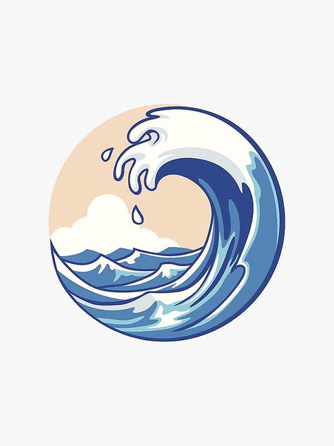 Ocean Waves Drawing Simple, Cute Ocean Drawings, Sea Stickers Ocean, Ocean Graphic Design, Wave Graphic Design, Ocean Drawings, Ocean Wave Drawing, Ocean Wave Design, Ocean Logo