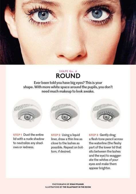 Eyeliner Round Eyes, Round Eyes Makeup, Makeup For Round Eyes, Easy Eye Makeup Tutorial, Almond Eye Makeup, Big Eyes Makeup, Eye Makeup Application, Round Face Makeup, Deep Set Eyes