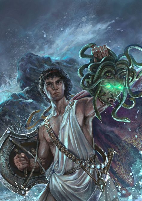 Perseo - Pherseus, Andrea Piparo on ArtStation at https://www.artstation.com/artwork/YXoP6 Andromeda Mythology, Perseus Medusa, Perseus And Medusa, Medusa Artwork, Demi God, Medusa Art, Greek Pantheon, Greek Heroes, Greek Mythology Gods