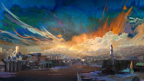 Disco Elysium, Color Script, City Silhouette, Fallout New Vegas, Game Inspiration, Artist Style, Video Game Art, Popular Culture, Fluid Art