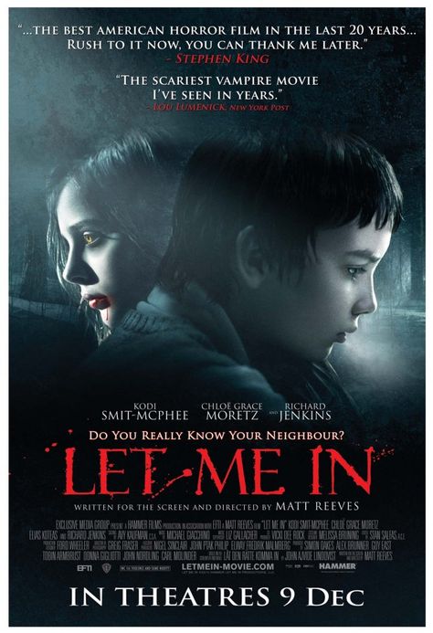 "Let Me In" (2010) - One of my favorite horror movies of the past decade Let Me In Movie, Elias Koteas, Human Centipede, Stephen King Movies, Cinema Design, Vampire Movies, رعب نفسي, See Movie, Horror Posters