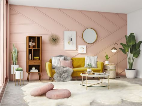 Glam Living Room Apartment, Mid Century Glam Living Room, Mid Century Modern Glam, Mid Century Glam, Glam Living Room, Pink Living Room, Mid Century Living, Mid Century Living Room, Mid Century Modern Living