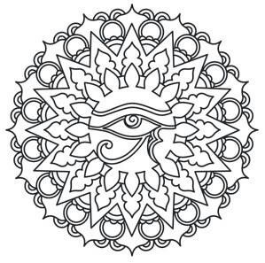 Eye of Ra medallion Egyptian Mandala, Mandala Disney, Egyptian Sun, Embroidery Paper, Eye Of Ra, Egyptian Tattoo, Mandalas Drawing, Urban Threads, Sun God