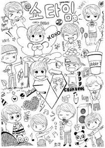 Bts Kpop Coloring Pages Coloring Pages Exo Drawing, Exo Cartoon, Exo Chibi Fanart, Chibi Coloring Pages, Exo Background, Exo Chibi, L Wallpaper, Exo Art, Exo Fan Art