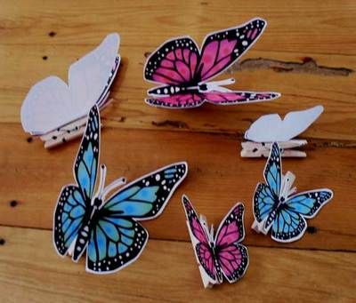 Mini Peg Butterflies Printable Craft Butterflies Printable, Close Pin, Free Printable Calendar Templates, Free Stencils Printables, Butterfly Craft, Pin Crafts, Kids Printables, Notepaper, Butterfly Printable