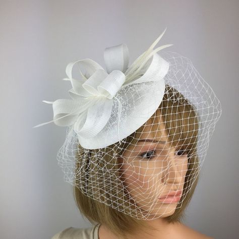 White Fascinator With Birdcage Veil White Hatinator Mother of - Etsy UK White Fascinator Wedding, White Fascinator, Ascot Races, Wedding Mother Of The Bride, Fascinator Wedding, Bbq Dinner, Victoria Wedding, Comfortable Headbands, Birdcage Veil