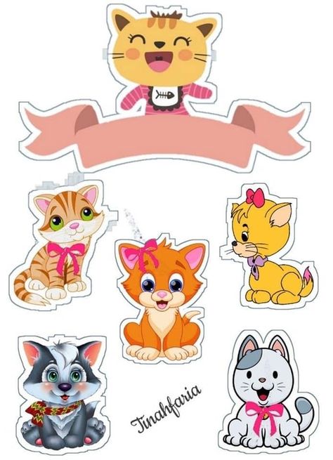 Cat Cake Topper Printable, Lol Doll Cake, Cat Cake Topper, Cake Banner, Shrink Art, Birthday Cake Topper Printable, Card Embellishments, Baby Birthday Cakes, Cat Cake