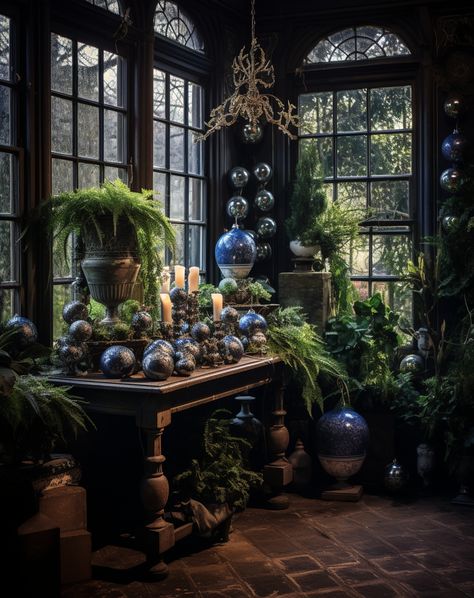 a black, green, and rustic living room with candles and fireplace, in the style of whimsical and imaginative, xmaspunk, victorian Goth Cabin, Room Aesthetic Grunge, Room With Candles, Plant Homes, Cottage House Decor, Gothic Rooms, Dark Academia Living Room, Plant Room Aesthetic, Academia Interior