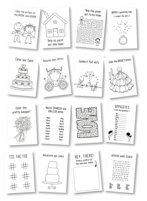 Kids wedding coloring book / kids wedding by ClaudiaCurtiDesigns Wedding Coloring Book, Wedding Activity Book, Diy Kid Activities, Wedding Activity, Kids Wedding Activities, Diy Wedding Table, Wedding Crashers, Kids Wedding, Wedding Activities