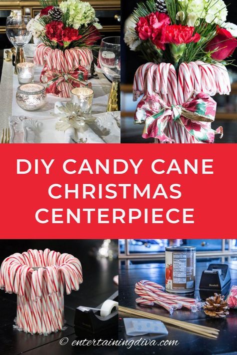 Centerpieces Christmas, Easy Candy, Christmas Cocktail Party, Christmas Vases, Christmas Table Decor, Red And White Christmas, Christmas Entertaining, Christmas Centerpieces Diy, Candy Cane Christmas