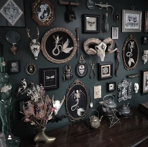 Whimsigothic Home Bedroom, Gothic Gallery Wall, Whimsigothic Home, Goth Bedroom, Gothic Interior, Dark Home Decor, Goth Home, Goth Home Decor, Dark Home