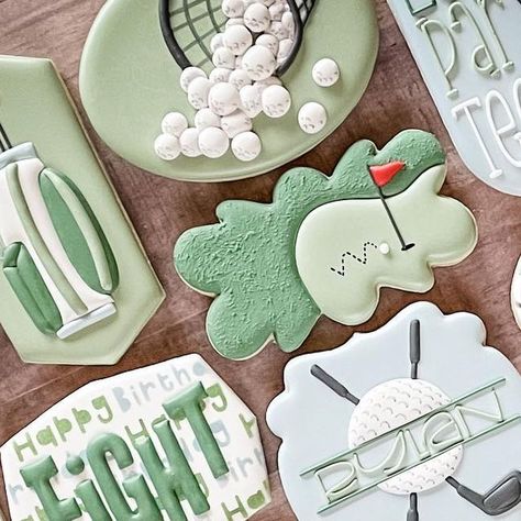 Golf Cookies, Golf Baby Showers, Sports Cookies, Scottie Scheffler, Shamrock Cookies, No Bake Sugar Cookies, Themed Cookies, Golf Theme, Golf Birthday