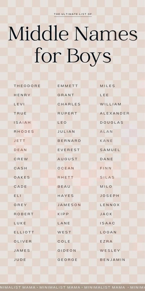 Searching for stylish middle names for boys? These unique baby boy names are totally modern, but ridiculously handsome and strong - and as a professional baby names writer, they're my top picks! (SAVE to your list of boy name ideas so you don't LOSE this baby names list!) aka: unique middle names, baby boy middle names, boy middle names unique Good Male Names, Masculine Names Boys, Rare Beautiful Names Unique Boy, Middle Names For Boys List, One Syllable Middle Names, A Boy Names, Unique Male Names, Boy Middle Names Unique, Guy Names Unique