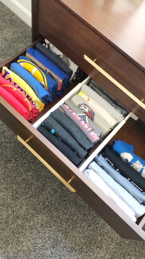 Organize Your Dresser Drawers Like A Professional | Container Stories Organize Dresser, Dresser Top Organization Ideas, Dresser Top Organization, Clothes Drawer Organization, Dresser Drawer Organization, Clothes Drawer, Dorm Room Storage, Drawer Organization, Cool Dorm Rooms