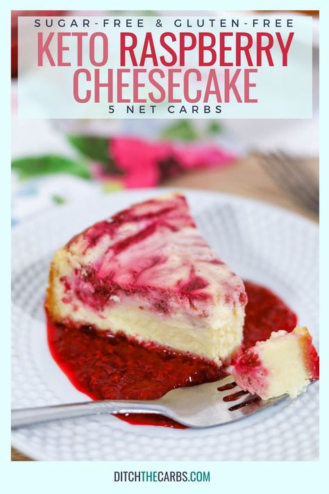 ✅ GET THE RECIPE: https://www.ditchthecarbs.com/low-carb-raspberry-swirl-cheesecake/ The AMAZING keto raspberry cheesecake has only 5g net carbs and is the perfect sugar-free recipe for parties. Made with a creamy sugar-free cheesecake filling, raspberry sauce, and a gluten-free cheesecake base. Keto Raspberry Cheesecake, Gluten Free Cheesecake Recipes, Cheesecake Raspberry, Cheesecake Base, Keto Raspberry, Raspberry Swirl Cheesecake, Swirl Cheesecake, Cheesecake Crust, Sugar Free Cheesecake