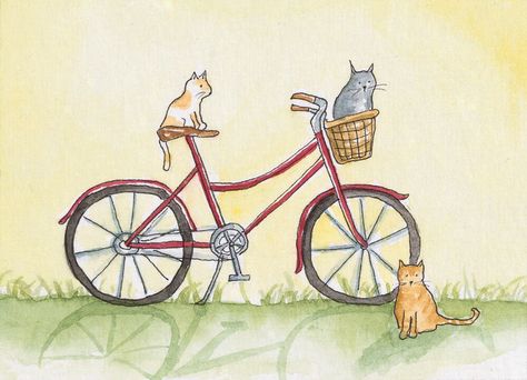 bike Basket Drawing, Bike Drawing, 2023 Art, Tandem Bike, Drawing Cats, Image Chat, Painted Tote, Typography Art Print, I Want To Ride My Bicycle