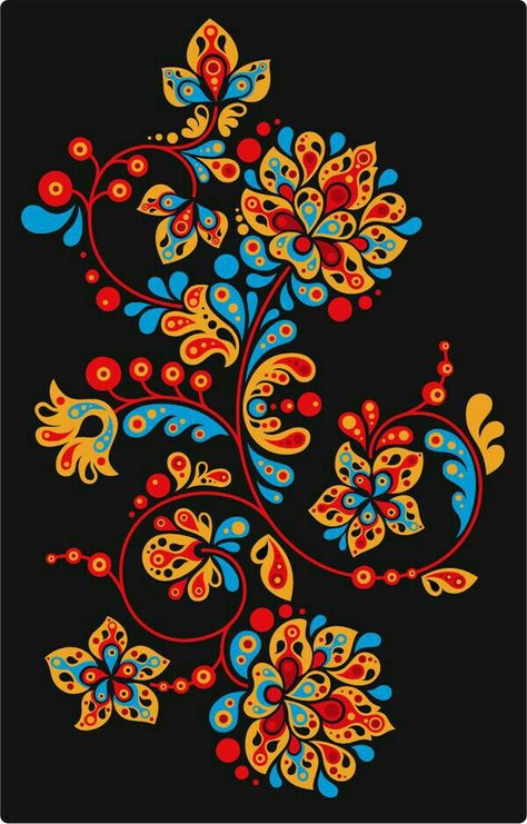 Polish Pattern Tattoo, Polish Folk Art, Russian Folk Art, Folk Art Flowers, Scandinavian Folk Art, Pola Sulam, Tattoo Illustration, Russian Folk, Folk Embroidery