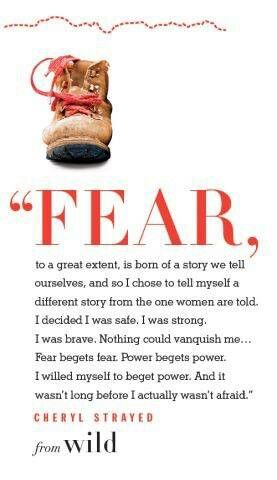 Fear to a great extent, is born of a story we tell ourselves, and so I choose to tell myself a different story from the one women are told. I decided I was safe, I was strong. I was brave.  Nothing could vanquish me. Fear begets fear. Power begets power. I willed myself to beget power. And it wasn't long before I actually wasn't afraid. Cheryl Strayed. Wild Cheryl Strayed, Cheryl Strayed, Pacific Crest Trail, Appalachian Trail, Lorde, Back To Nature, Nature Quotes, The Pacific, Movie Quotes