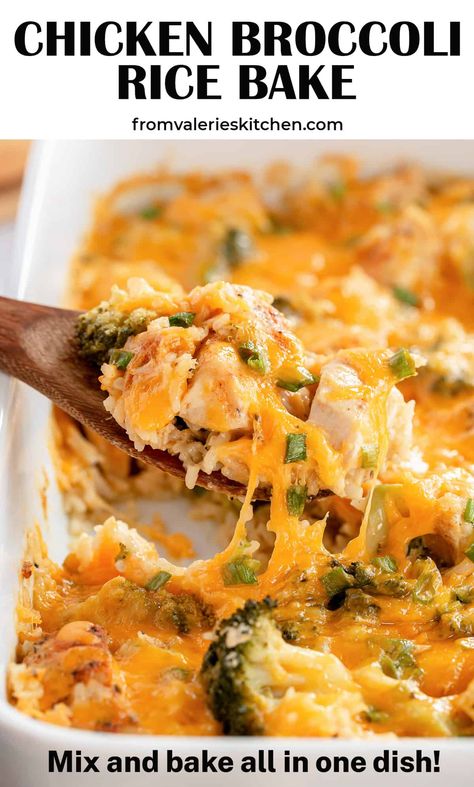 This Chicken Broccoli Rice Bake requires very little prep and is mixed and baked all in one dish. This easy casserole is an excellent choice for a busy day. Broccoli Rice And Cheese Chicken Casserole, Chicken Cheese Broccoli Rice Casserole, Knorr Chicken Broccoli Rice Casserole, Chicken Broccoli Rice Bake, Chicken Rice And Broccoli Casserole, Broccoli Rice Bake, Chicken Rice Broccoli Casserole, Broccoli Chicken Rice Casserole, Baked Chicken And Broccoli